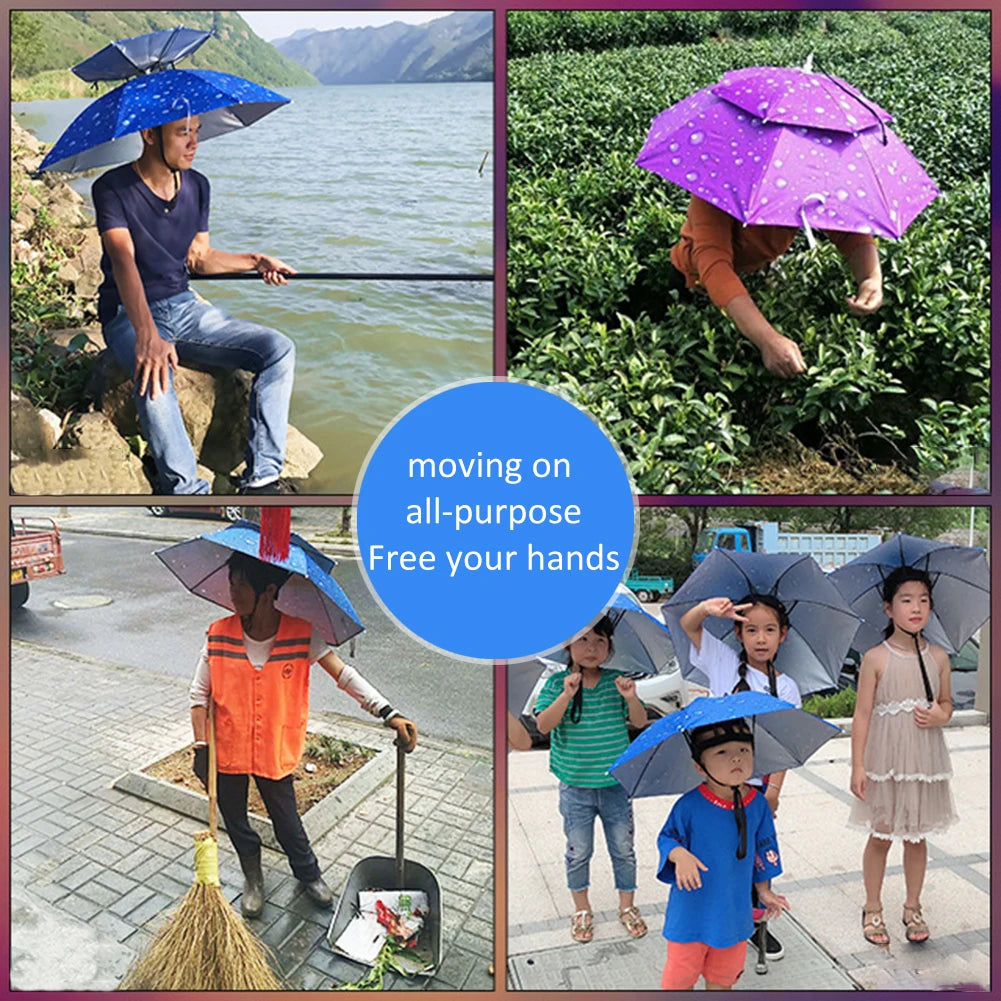 69/95cm Umbrella Hat, Foldable. Sunshade Headwear. Waterproof .