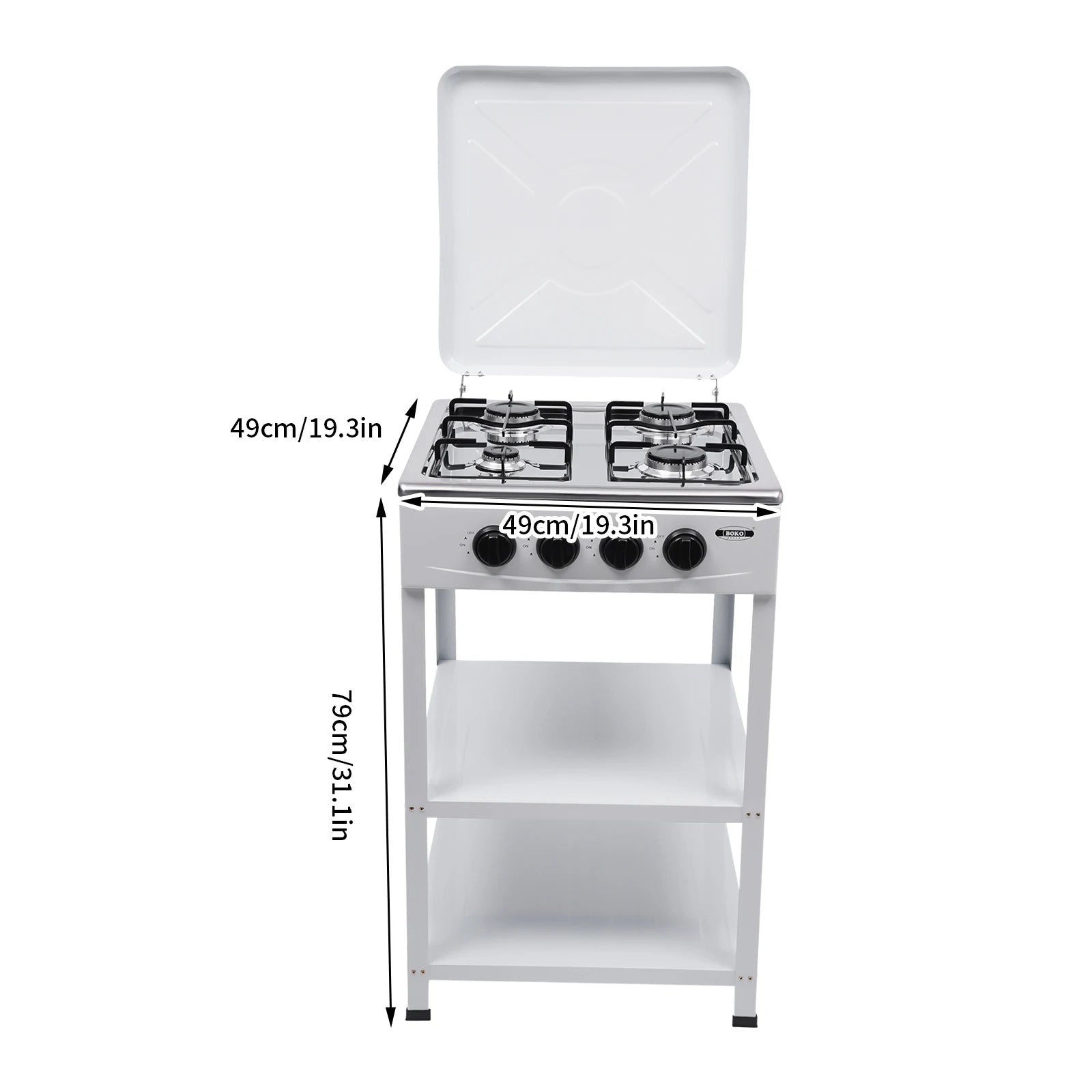 4/5 Burners, Independent Control, Natural Gas Stove, Propane, Cover .