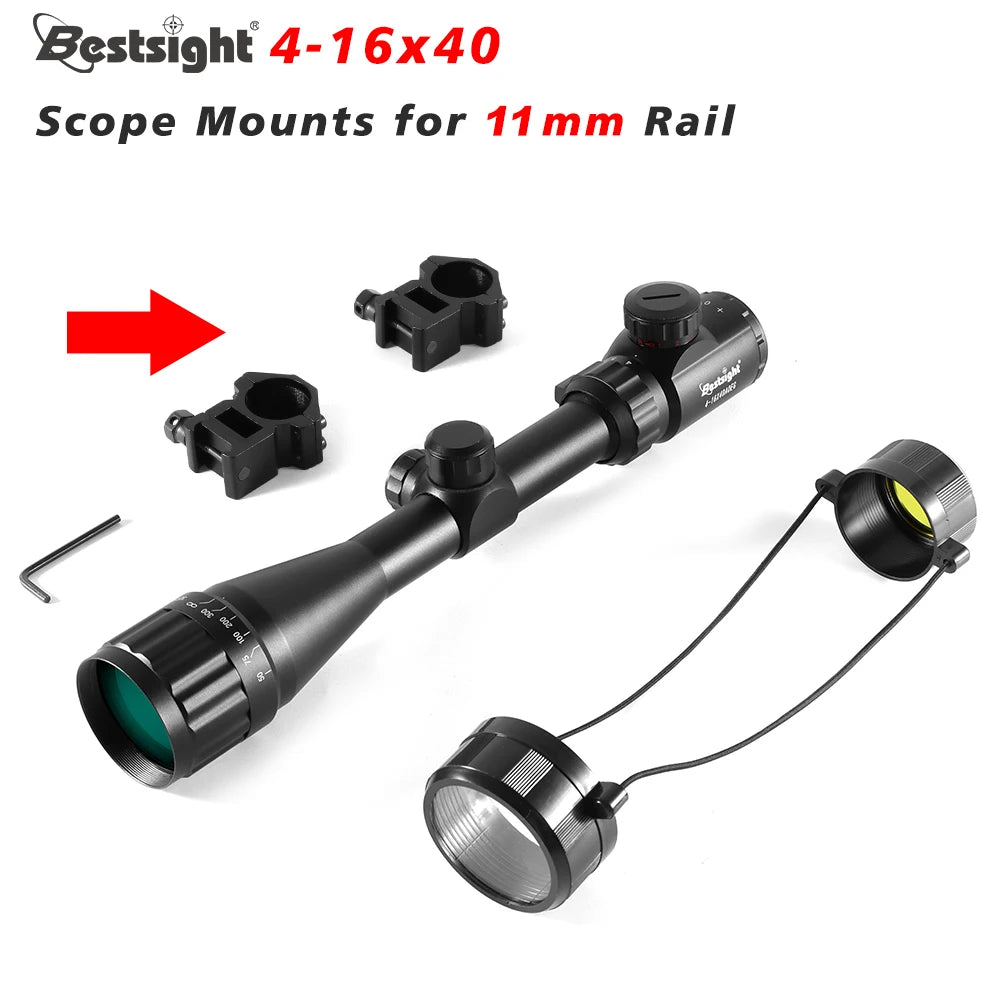 4-16X40 AOE Optics, Red & Green Dot Illuminated Rifle Scope. 20 MM Rails.