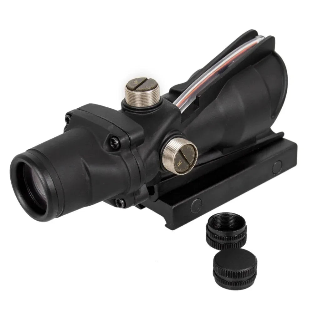 4X32 Hunting Rifle scope. Real Fiber Optics, Green, Red Dot Illuminated, Etched Optical Sight.