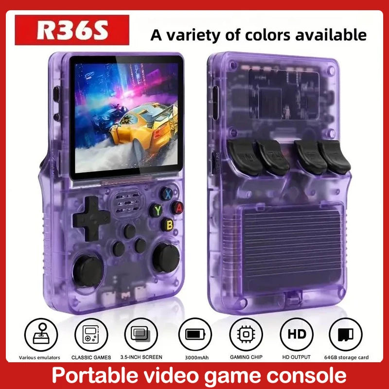 WUDS R36S Portable Handheld Game Controller With 3.5" HD Screen, Rechargeable Battery  - Perfect Christmas Gift For Gamers.