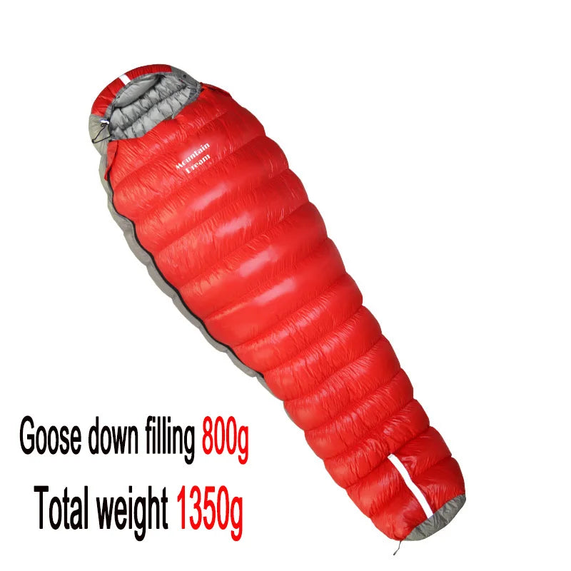Oversized Mummy - Goose Down Sleeping Bag. Very Warm For Camping And Hiking