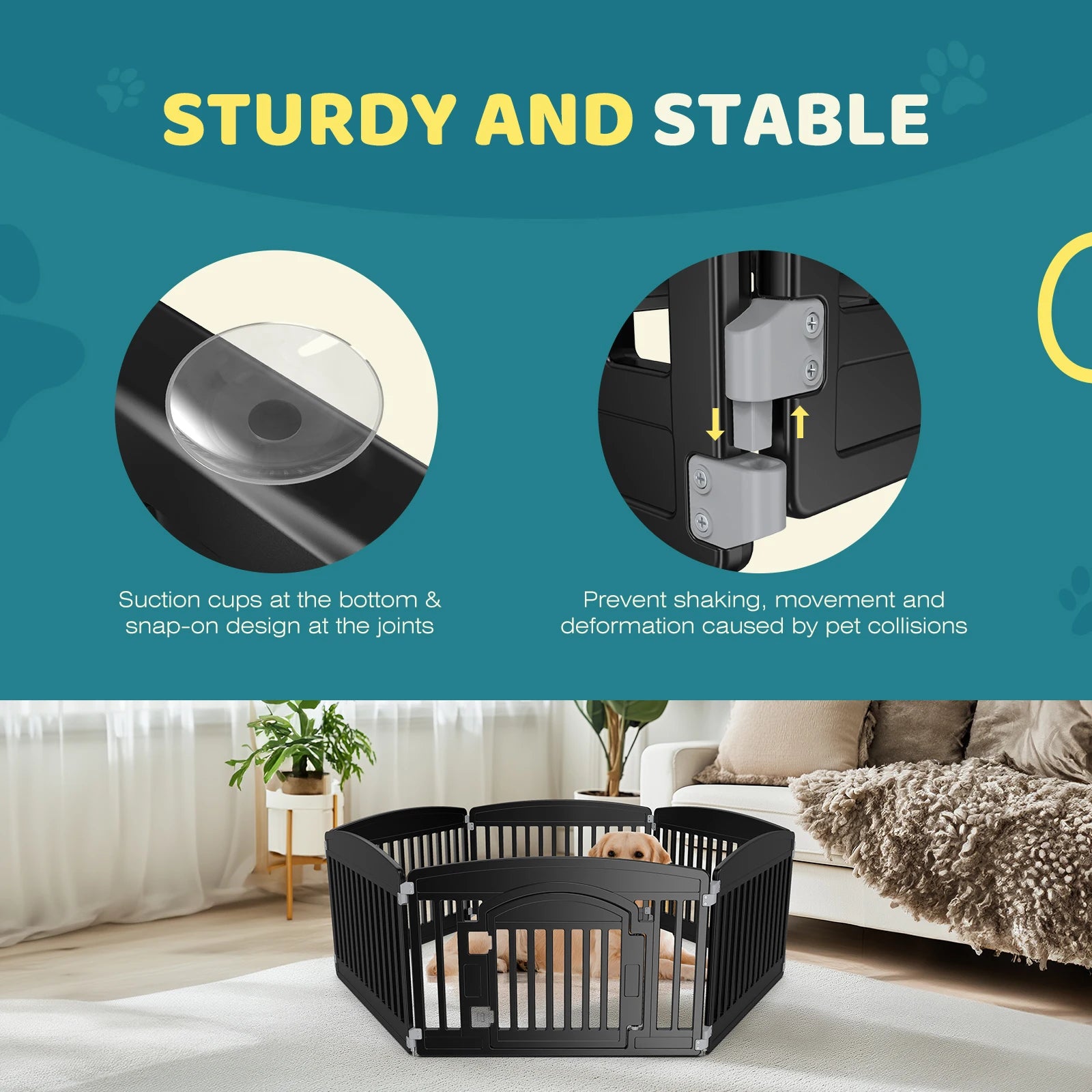 JHK Plastic Dog Playpen. 6 Panel- 24IN Expandable Pet Fence.