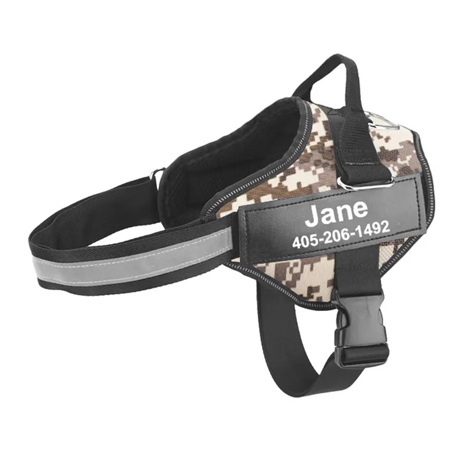 Dog Harness, NO PULL, Reflective, Breathable, Adjustable Pet Harness. Vest ID Custom Patch.