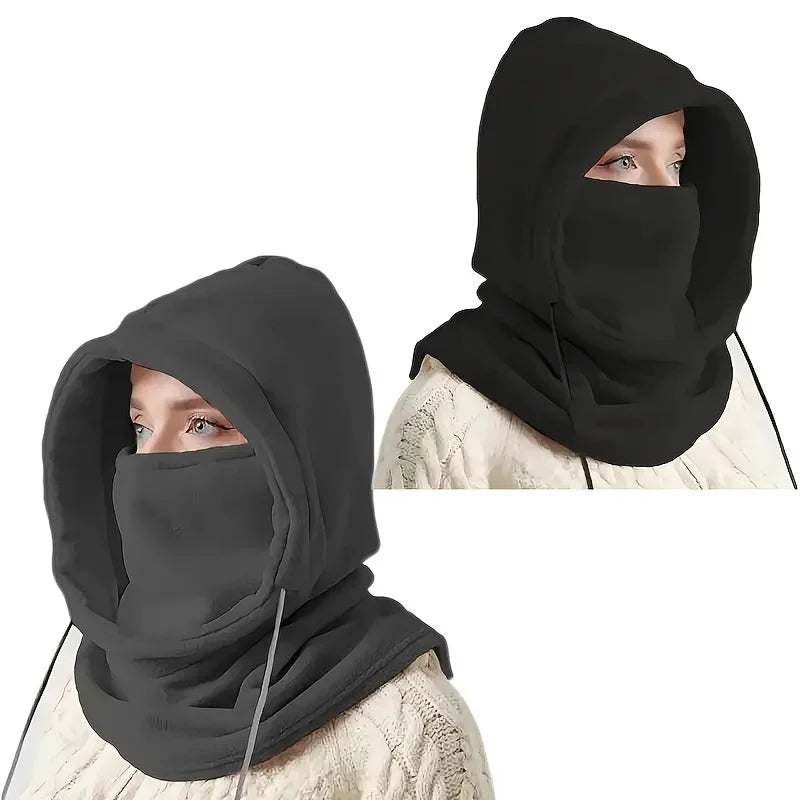 Balaclava Knit Hood - Windproof Mask with Drawstring, Warm Knitted Cap.
