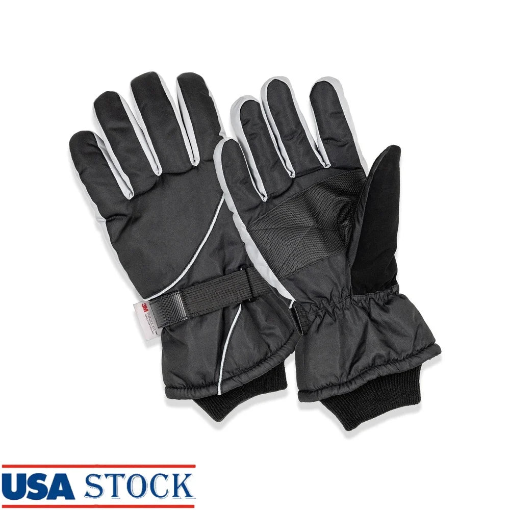 Premium Ski Gloves with Reflective Strip. Anti-Slip Grip- Water Repellent.
