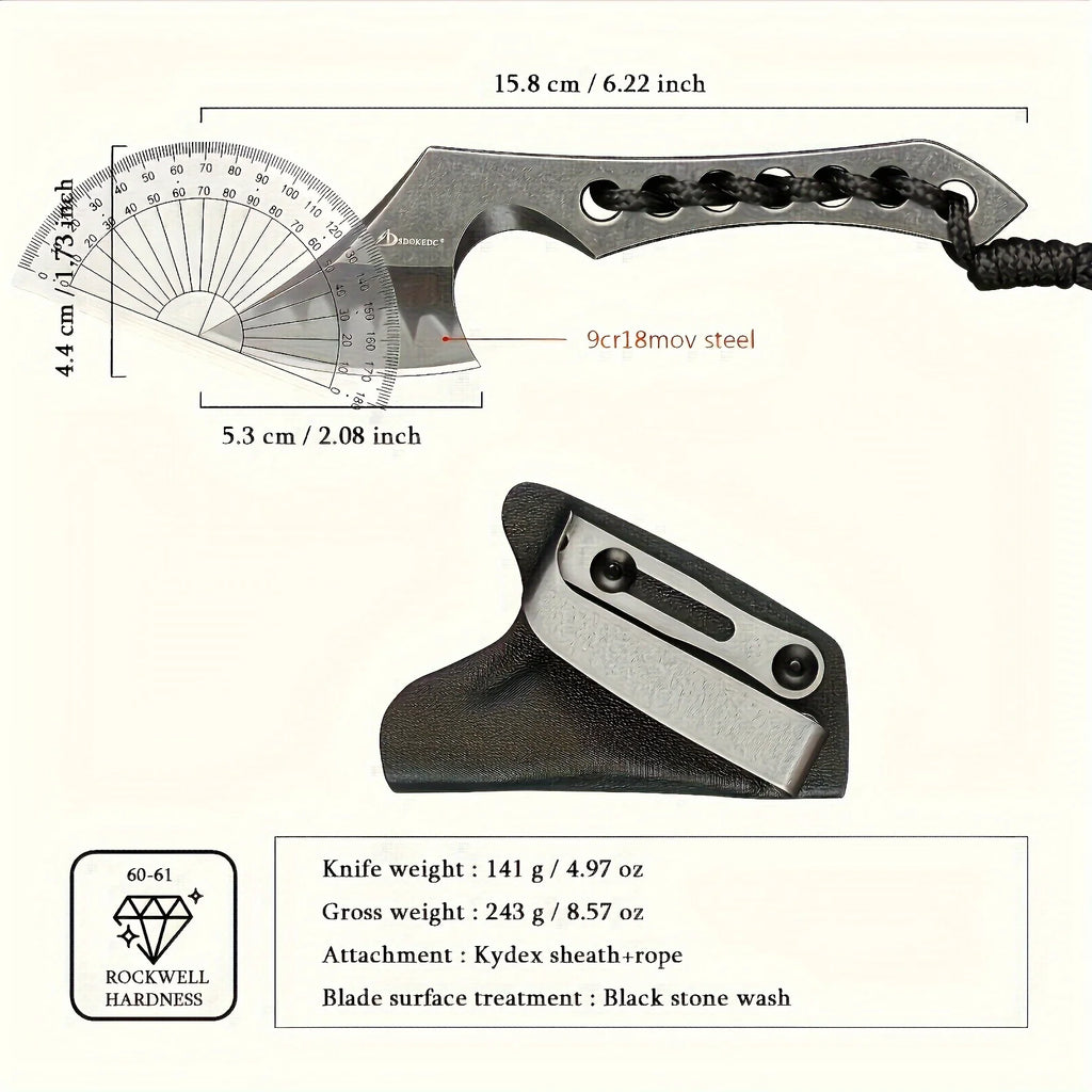 Camping axe with K sheath. 9cr18mov steel, emergency equipment.