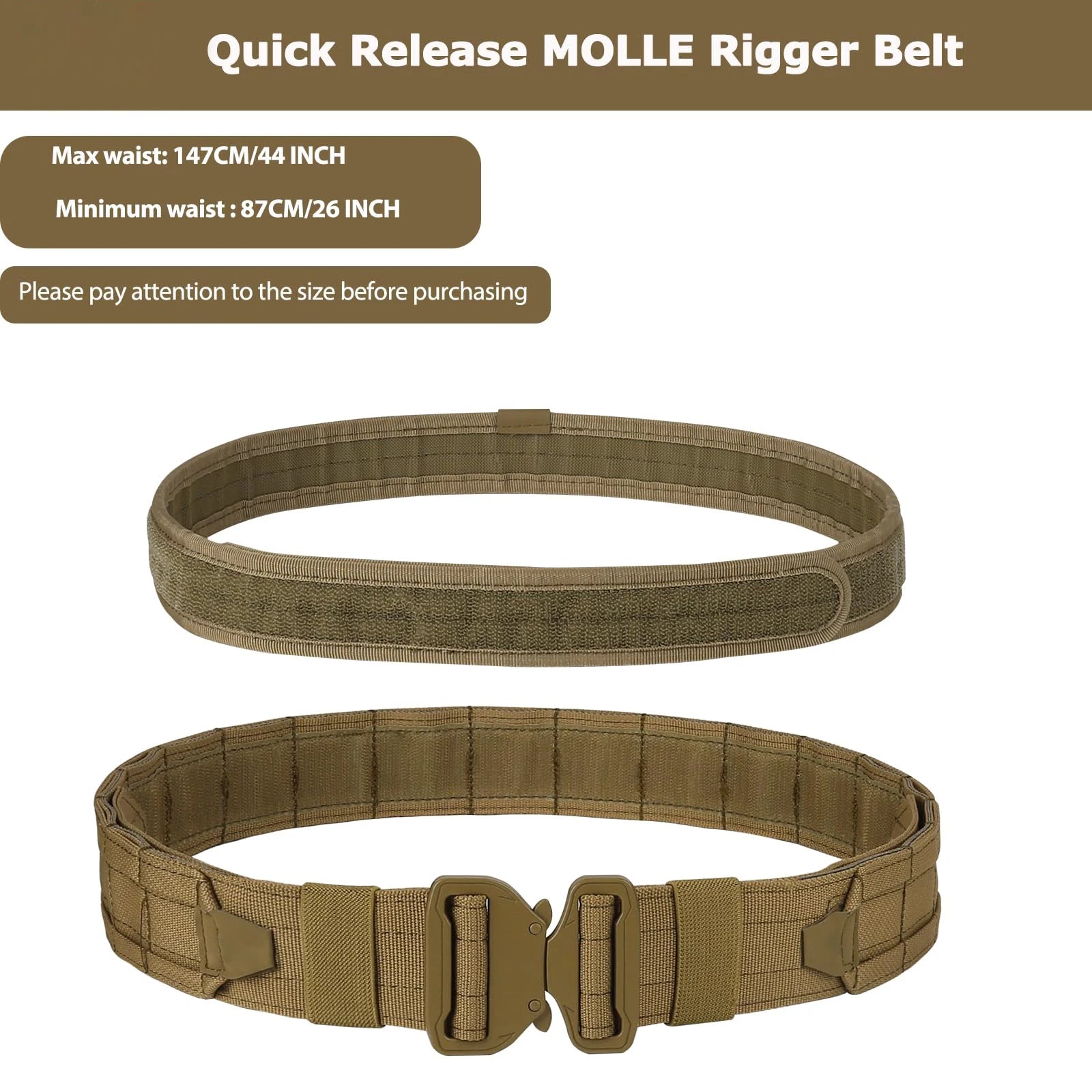 8-in-1 Battle Belt with Accessories. Quick Release , Heavy Duty , 8 Pcs.