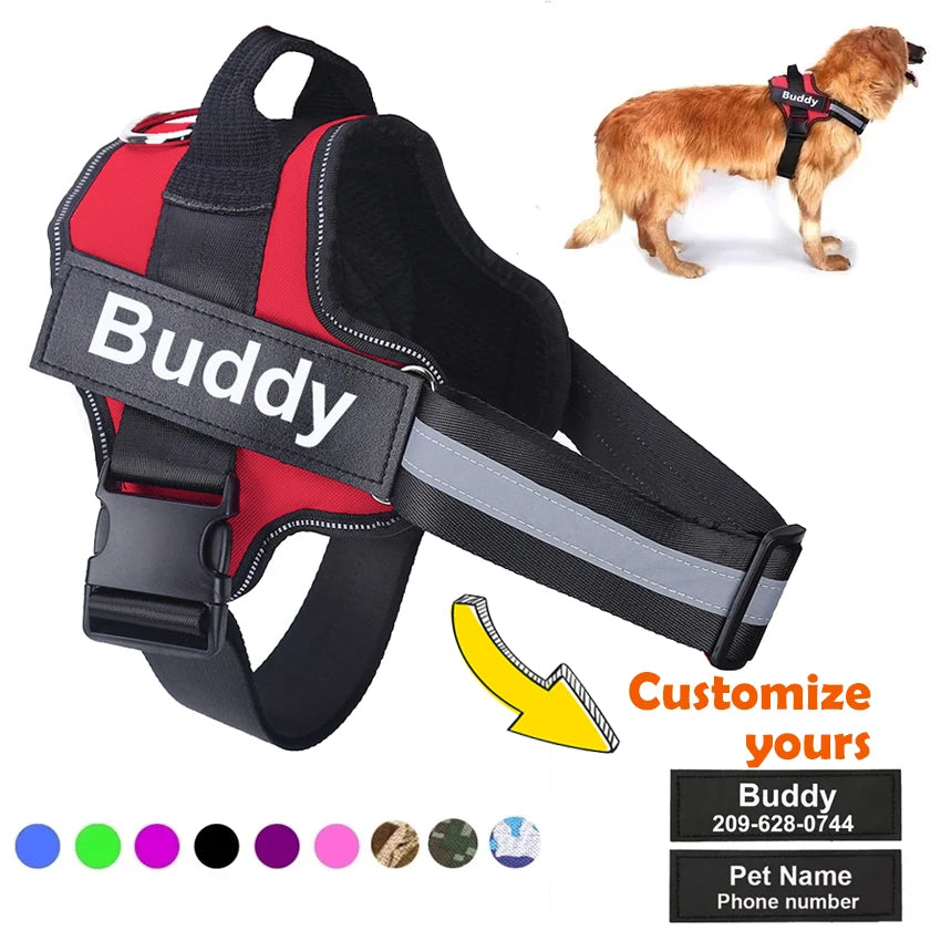 Personalized, NO PULL, Reflective ,Breathable Vest For Small, Large Dogs. Training Accessories.