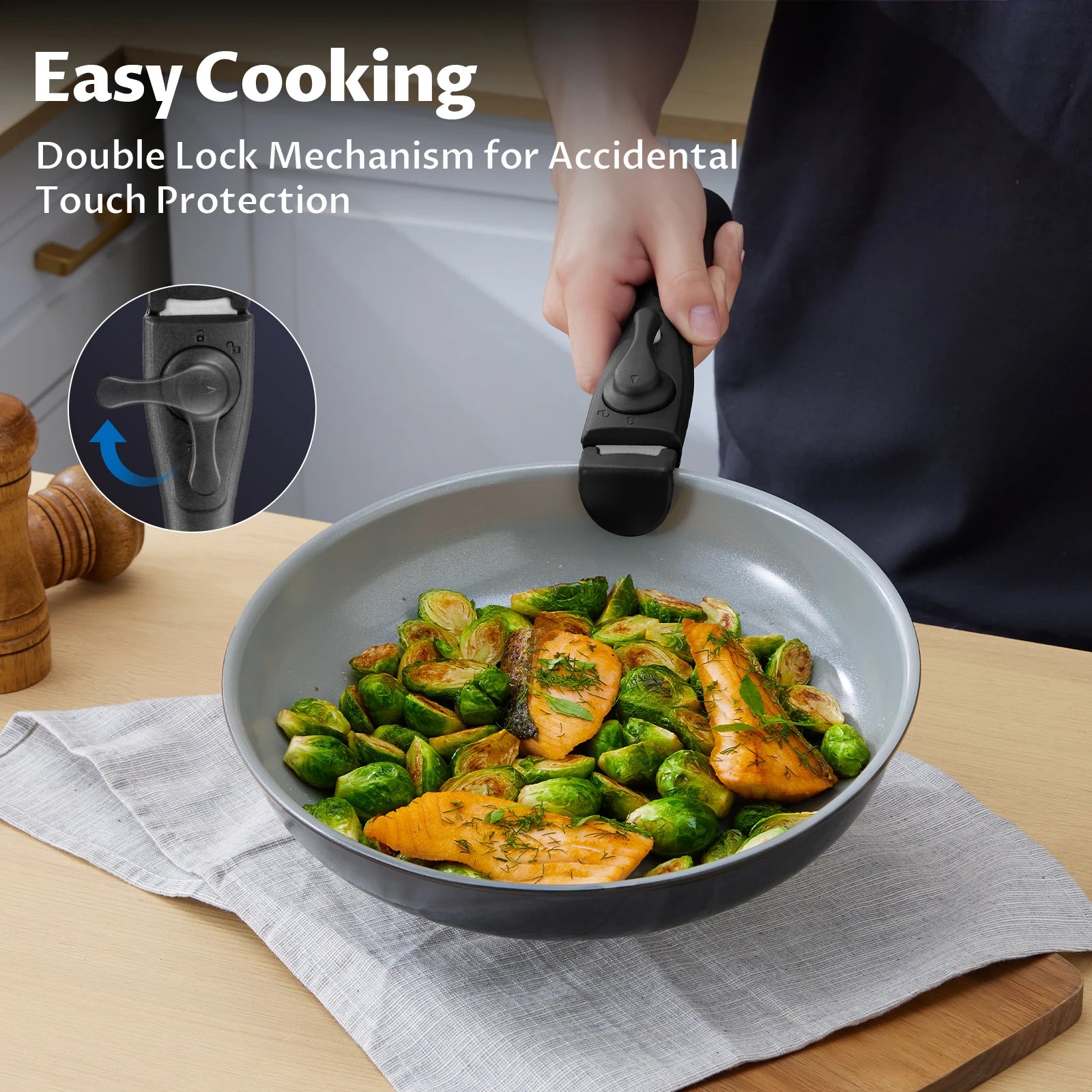 Induction Cookware With Ceramic Coating. Nonstick Set. 13pcs With Detachable Handles.
