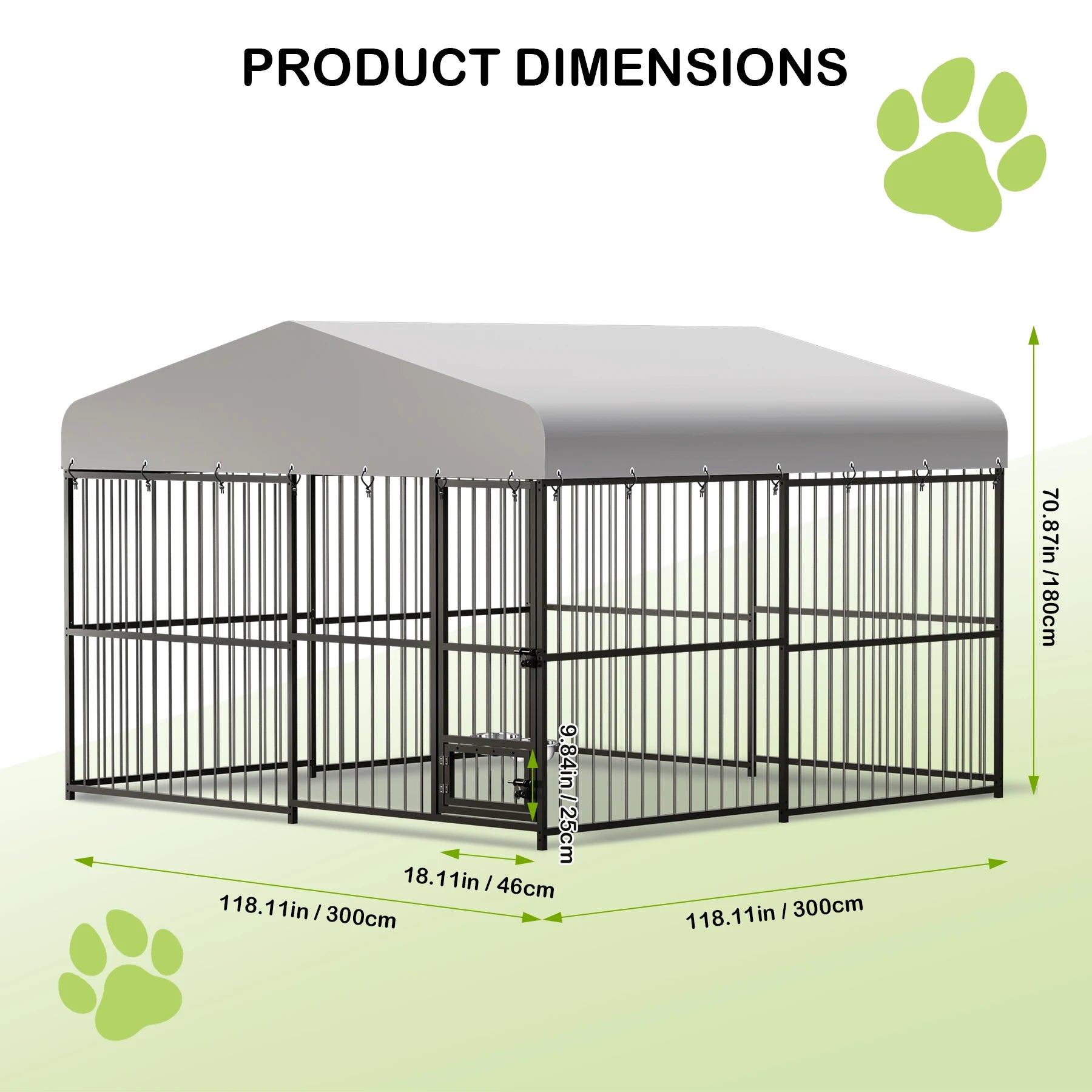 10X10X6FT Large Outdoor Dog Kennel With Roof, Safety Locks, UV & Water Resistant Cover.