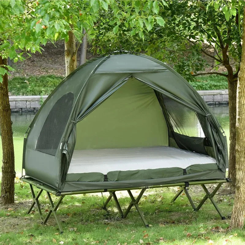 2 Person Foldable Camping Cot With Tent, Bedspread , Air Mattress.