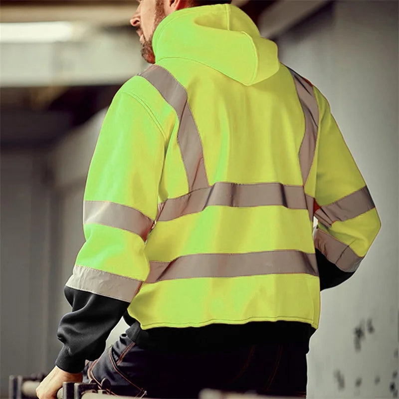 Winter Reflective Hoodie. Geometric Pattern High Visibility .