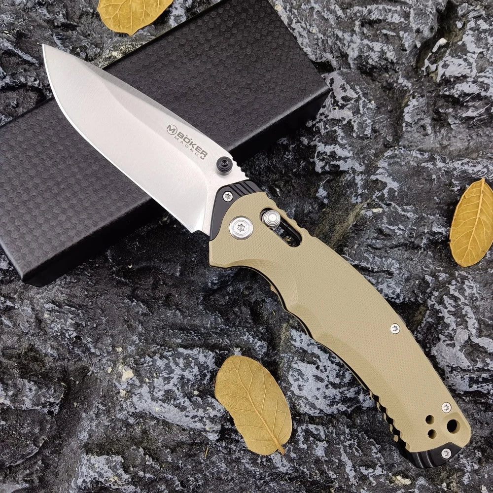 Bok axle lock folding knife. Nylon Handle, Belt Clip.
