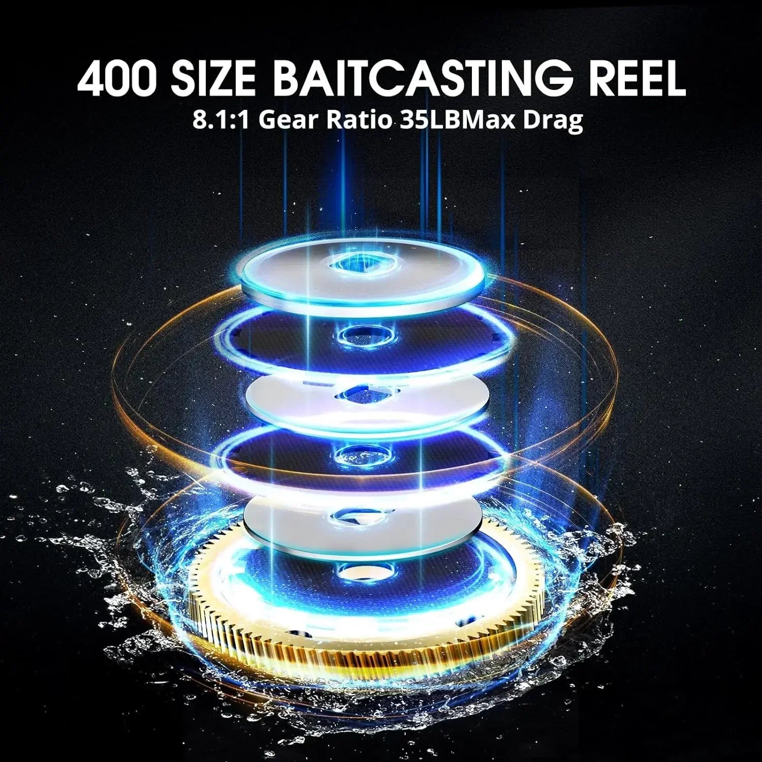 Alijoz 400 Baitcaster Fishing Reel, 38Lbs Max Drag, Aluminum Alloy Frame.