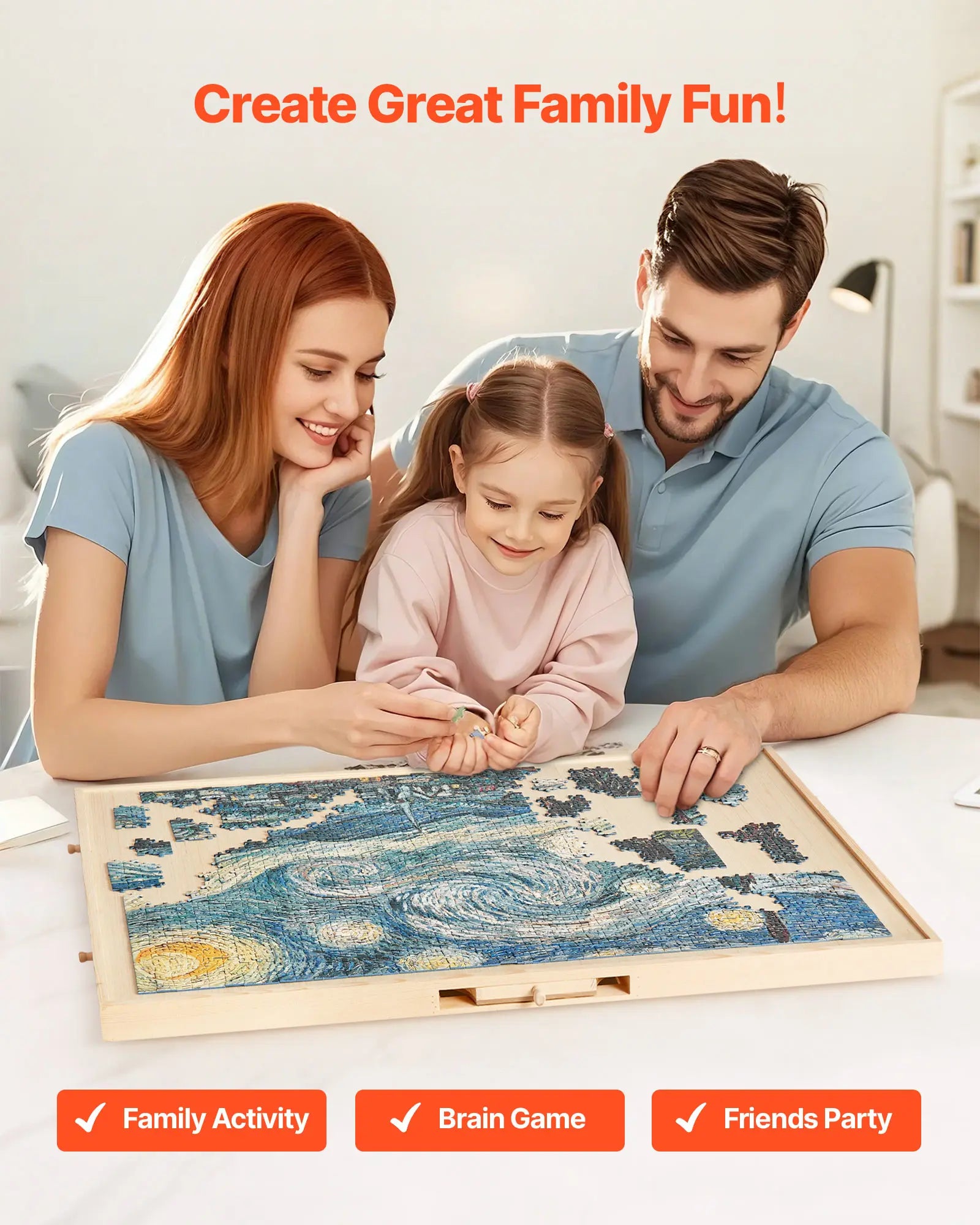 1500 Piece Rotating Puzzle Board with 5 Drawers and Cover. Jigsaw Puzzle Wooden Table