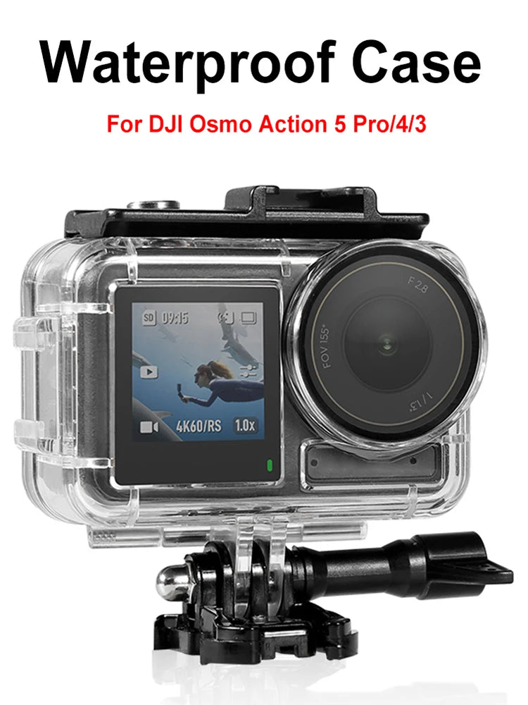 60M/196FT Waterproof Case -  Anti-Fog - For DJI Osmo Action 5 Pro/4/3 Camera Accessories.