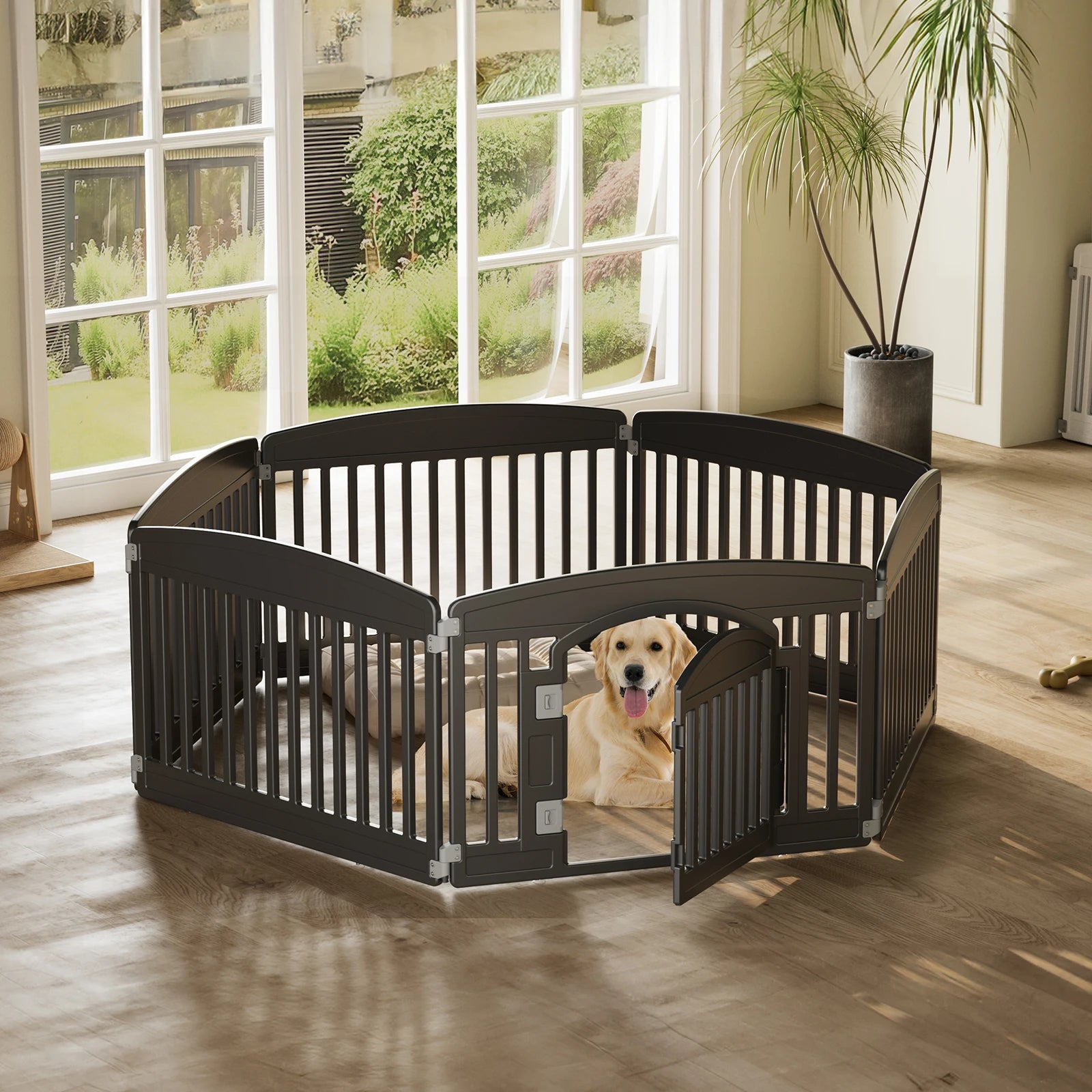 JHK Plastic Dog Playpen. 6 Panel- 24IN Expandable Pet Fence.