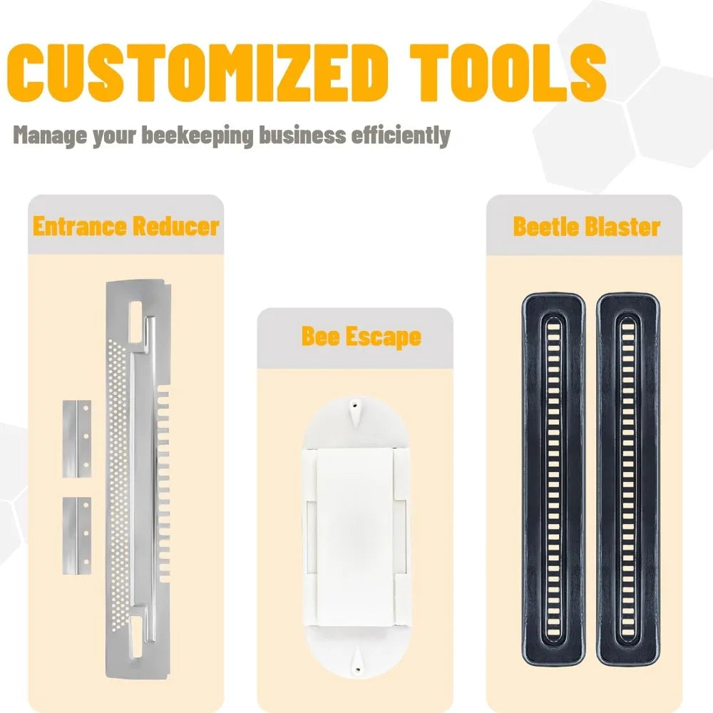 Gold Standard 8 Frame Bee Hive. Beeswax Coated. Includes Beehive Frames and Foundations. (2 Deep Boxes & 1 Medium Box)