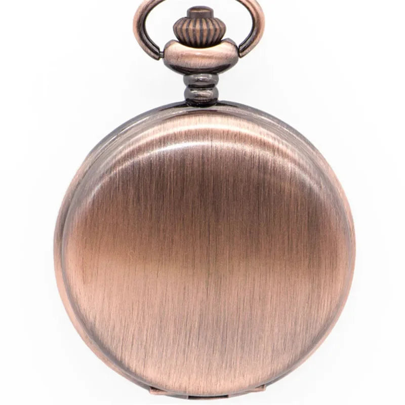 Silver Smooth Quartz Pocket Watch. Stainless Steel with Short Chain.