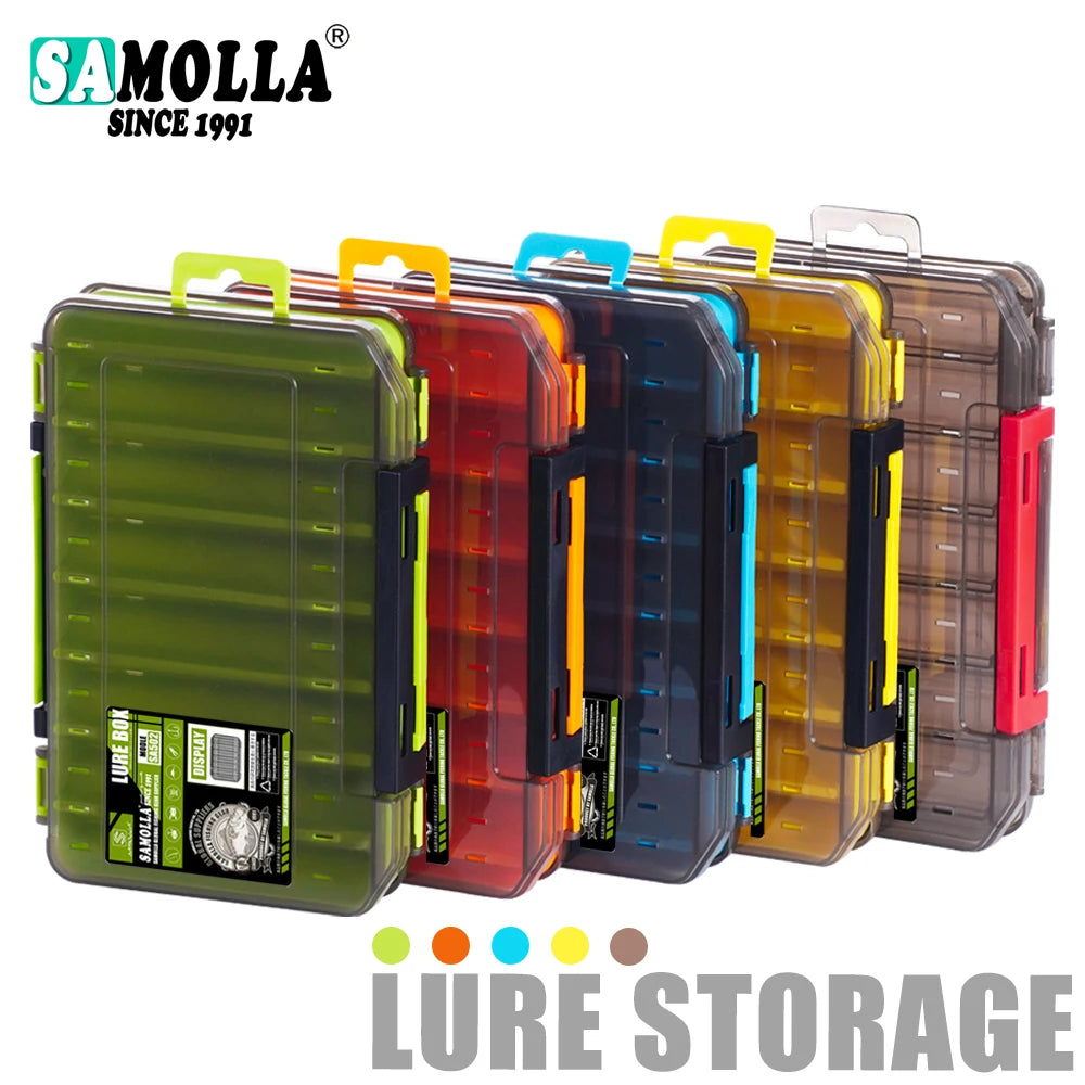 Fishing Tackle Box. 14 Compartments. Lure Storage Case, Double Sided Fishing Tool Organizer Boxes.