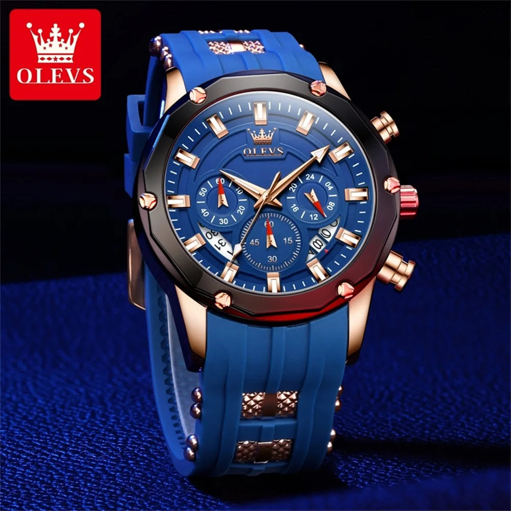 OLEVS Men's Watches. 45mm Large Dial Quartz - Waterproof - Chronograph Calendar - Luminous.