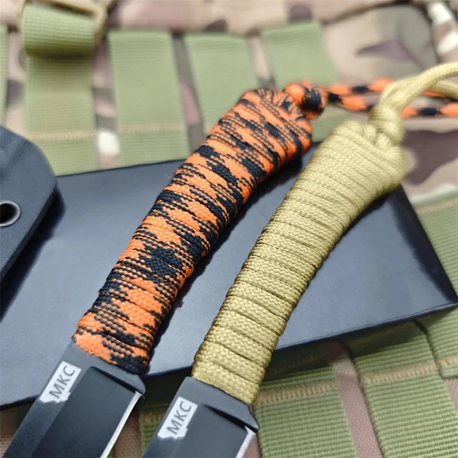 Fixed Blade Knife, Nylon Rope Handle, Nylon Sheath, Hunting, Fishing .
