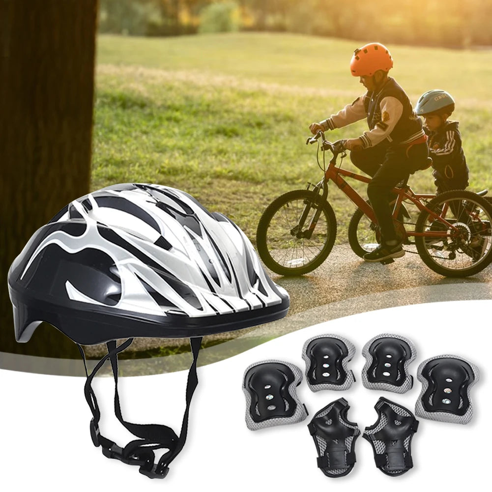 7Pcs Kids Helmet, Knee, Elbow Pad Protective Gear Set. Wrist Pads.