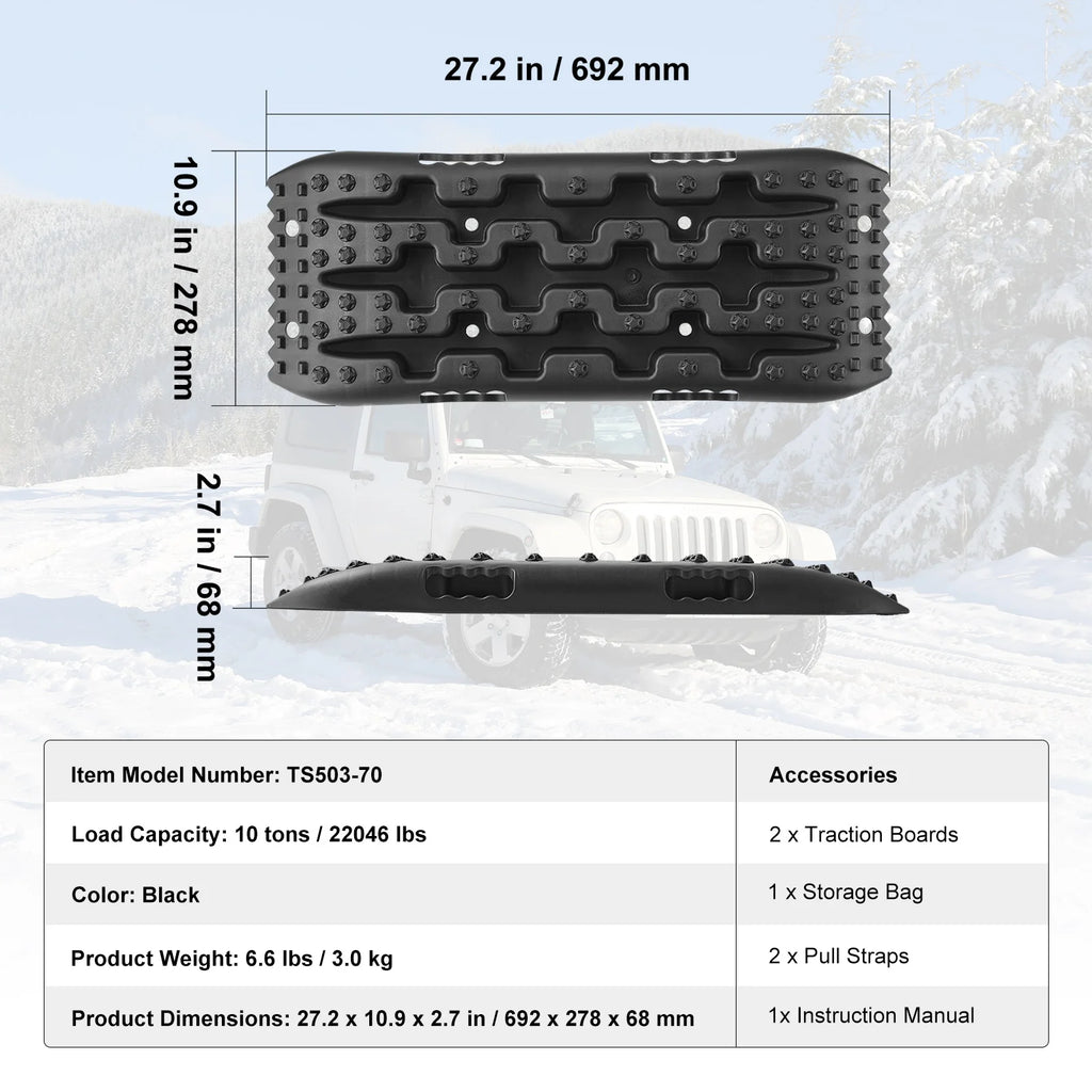 10 TON Traction Boards, Recovery Boards For Off-road Vehicle, Pair Tire Traction Mats.