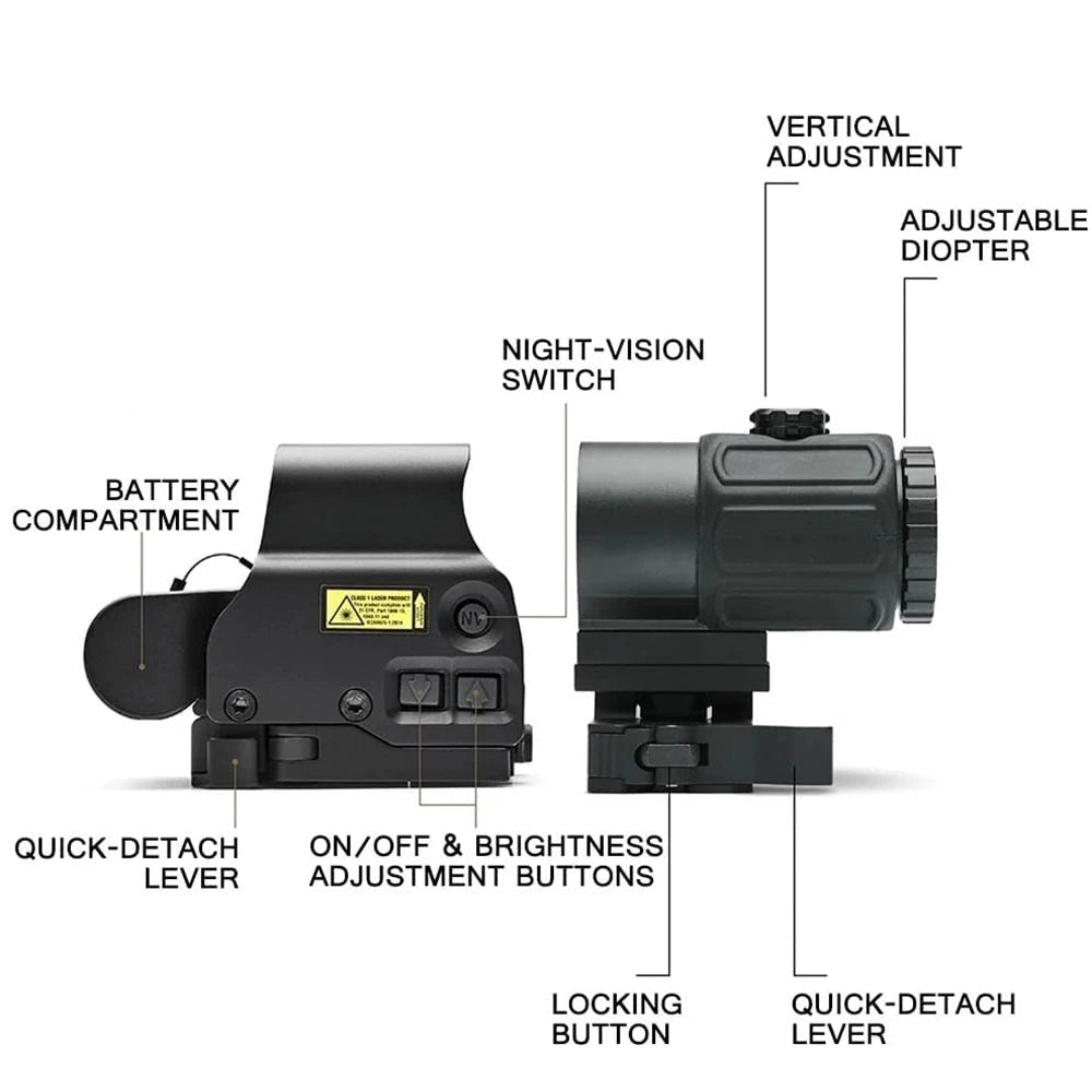 558+G43 Holographic Collimator Sight. 558+G33/G45 Red Dot Optic Sight. W/20mm Rail Mounts&Quick Detach Lever.
