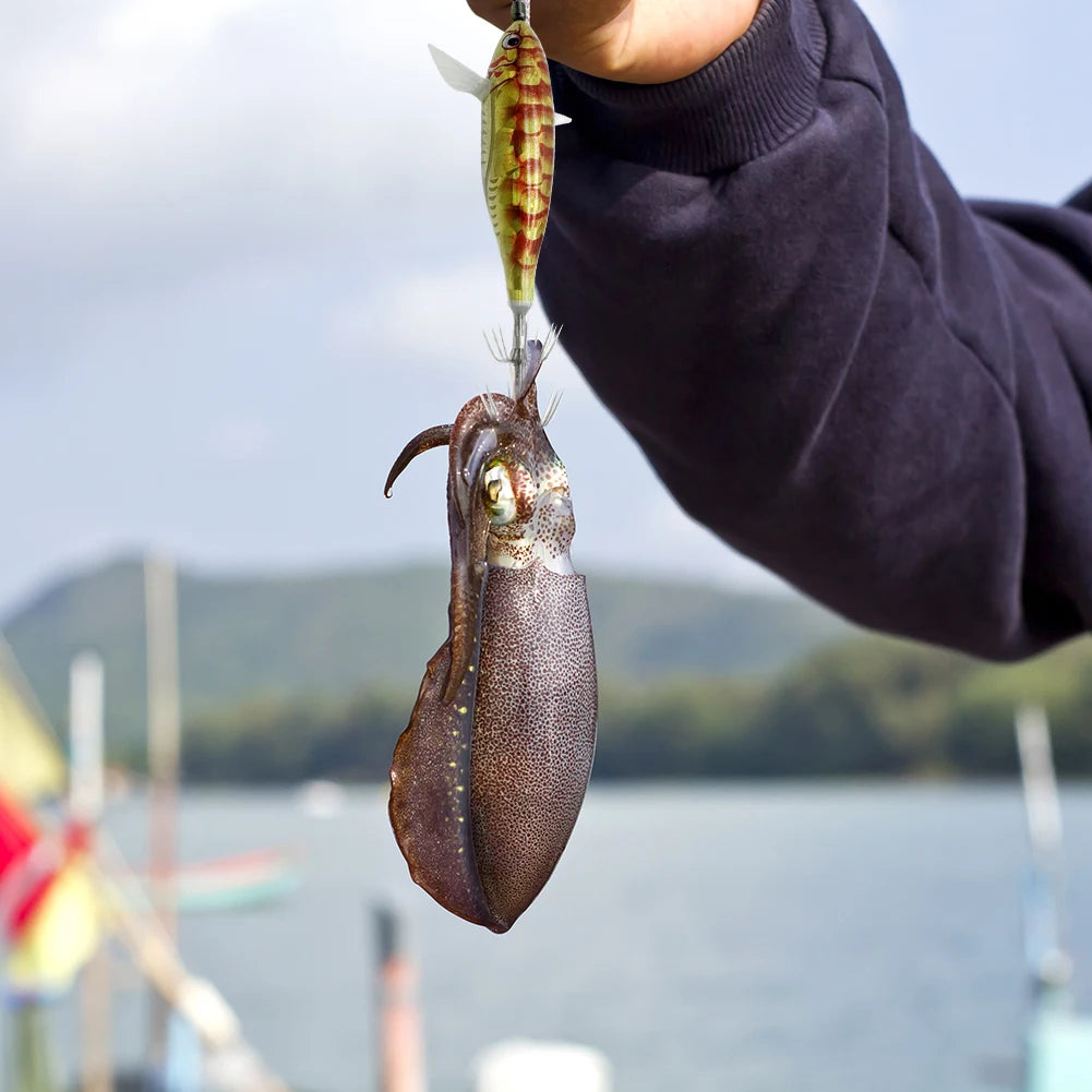 Horizontal wood Shrimp. 5.5g Luminous Floating lure. Squid Jigging, Shrimp ,Octopus.