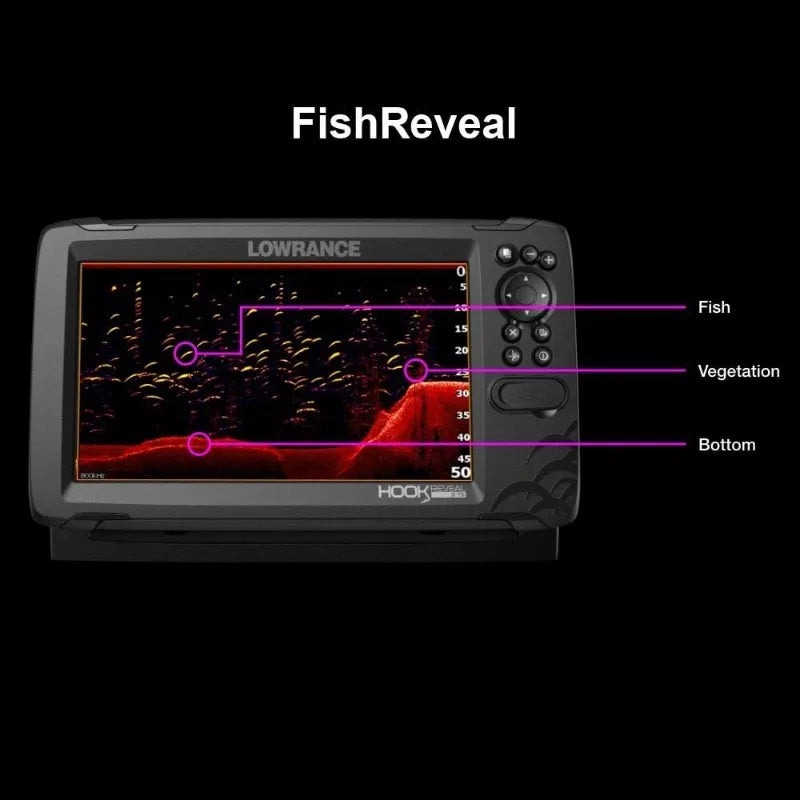 Lowrance HOOK Reveal 5", 7" And 9" Fish Finders With Transducers.