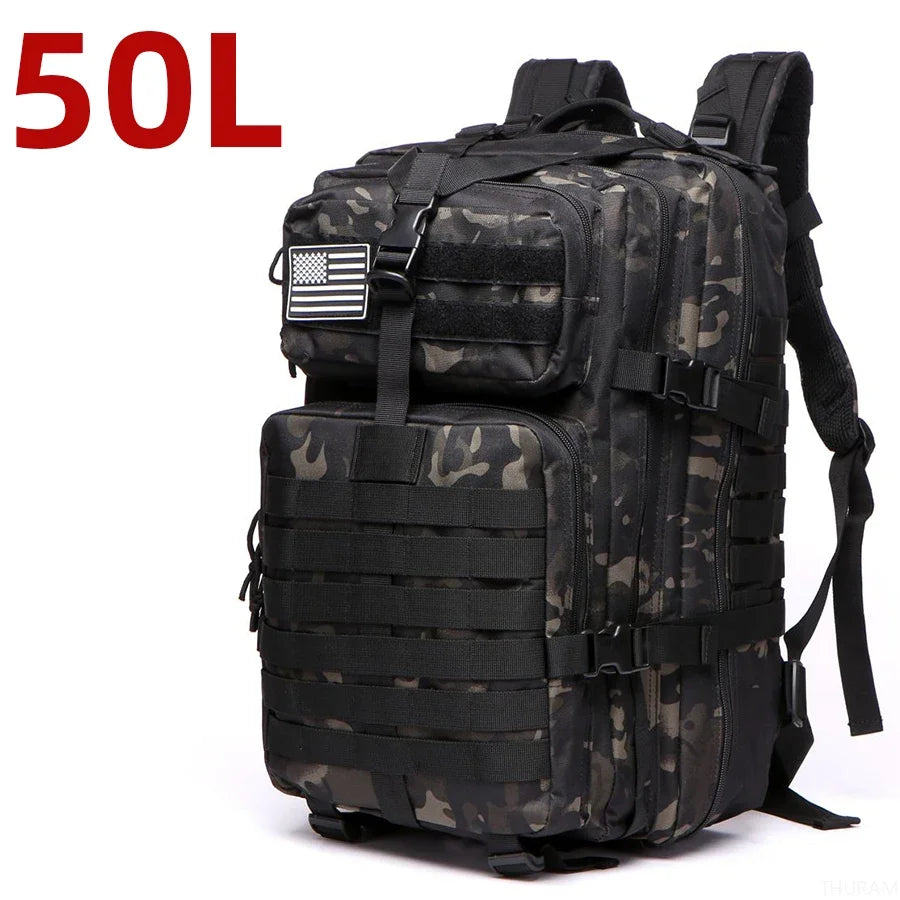 25L/50L Sturdy Nylon Waterproof, Tactical Camping, Hiking Backpack.