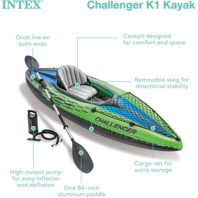 INTEX Inflatable Kayak. 86in. Kayak Paddles ,High-Output Pump, Super Strong PVC.