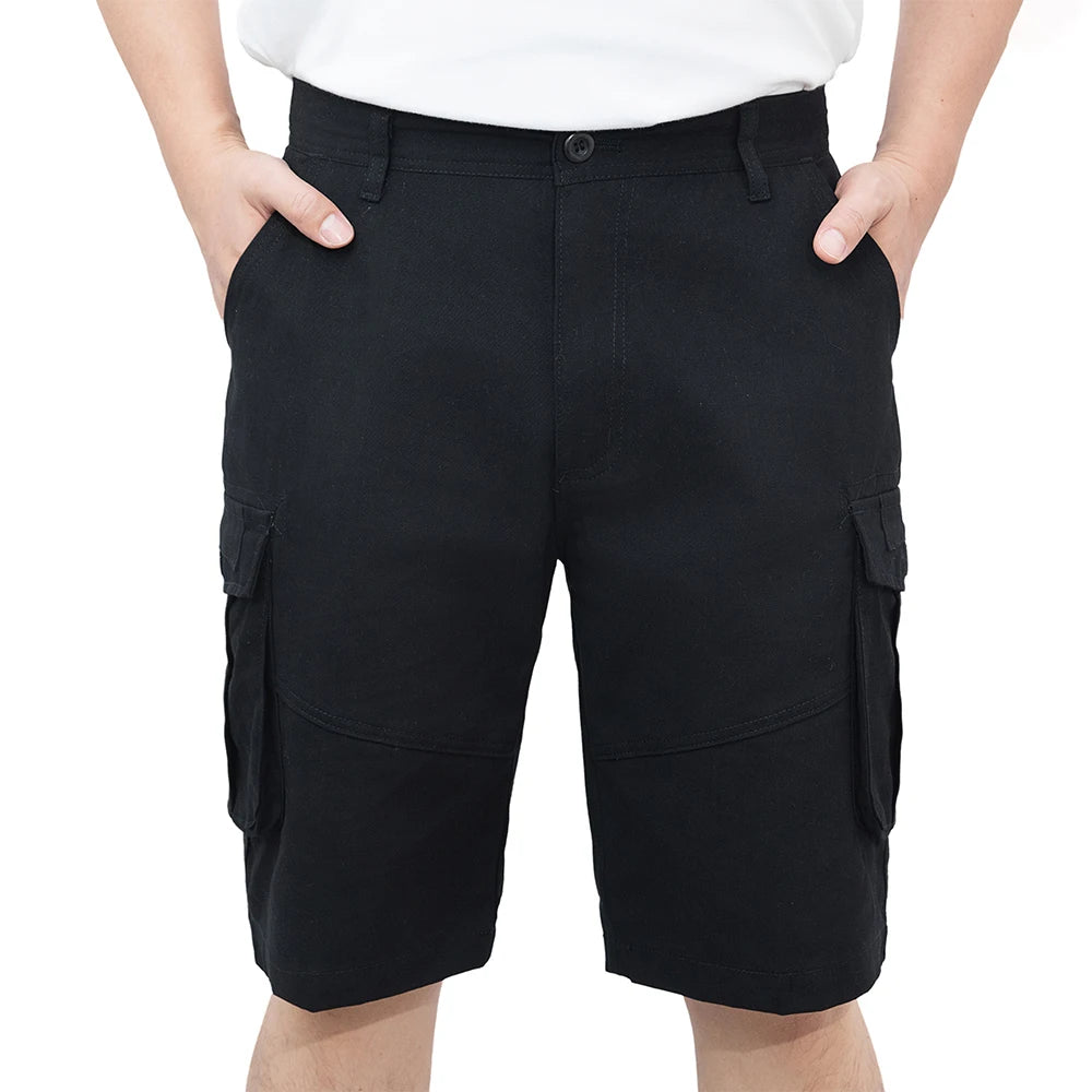 Mens Cargo Shorts. Casual Work Wear, 100% Cotton. High-Quality Outdoor Hiking Shorts, 6 Pockets.