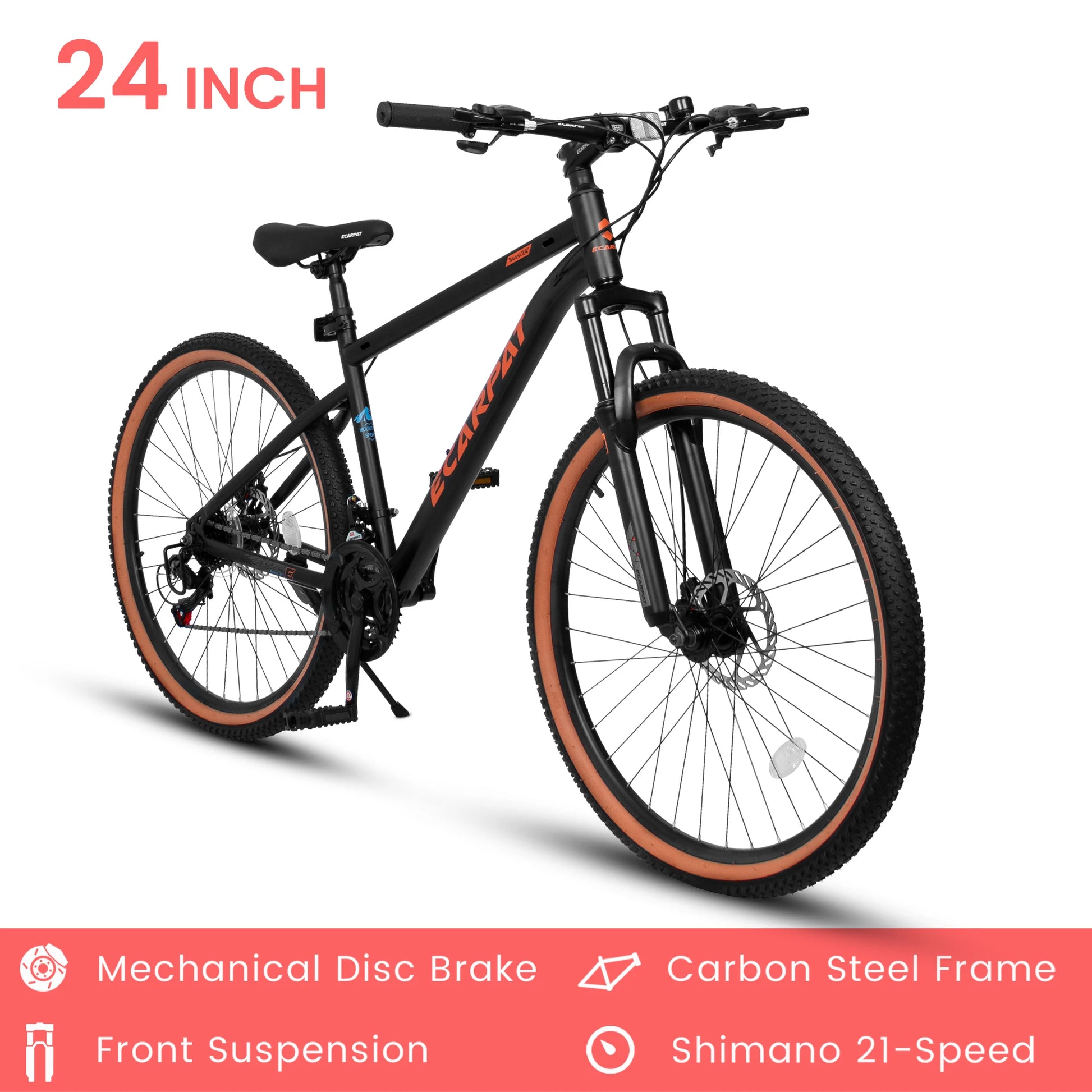 Ecarpat Mountain Bike - 24 Inch Wheel - 21-Speed - Dual Brakes.
