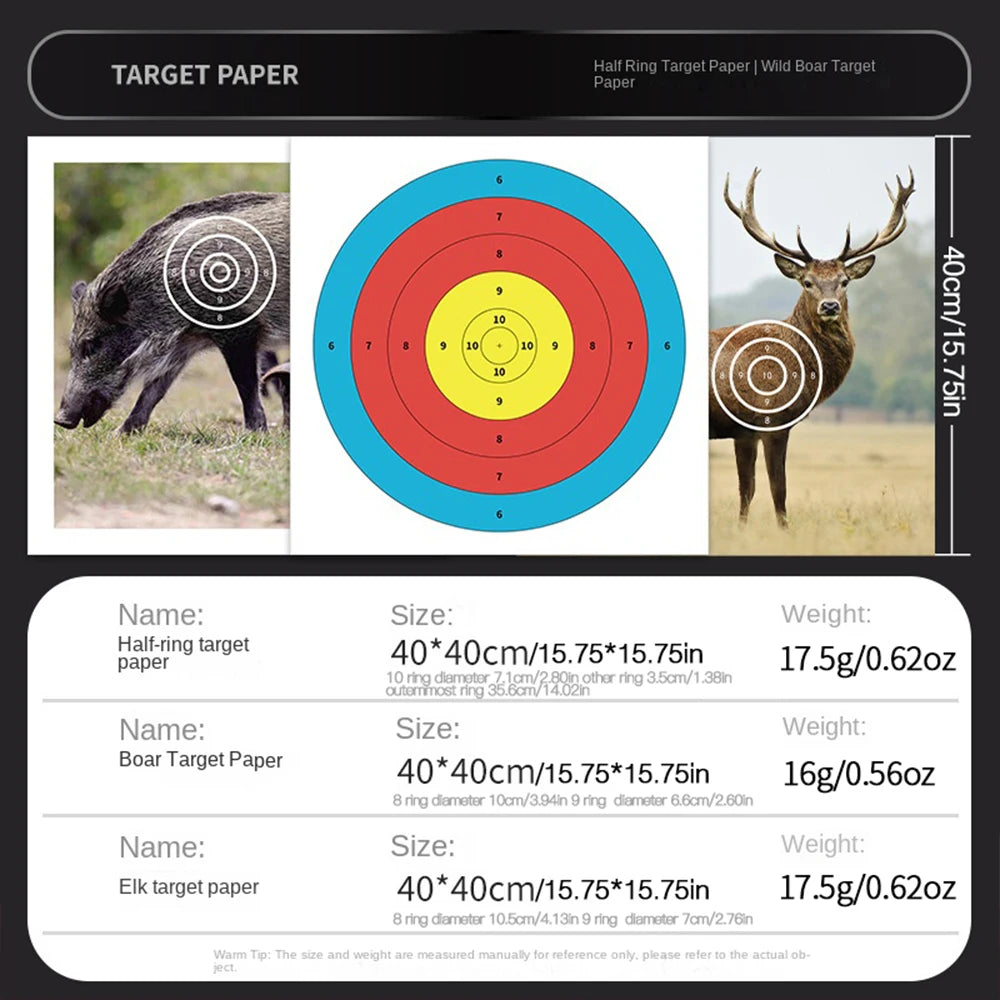 30 Bow And Arrow Paper Targets. Full ring- Half Ring Targets.