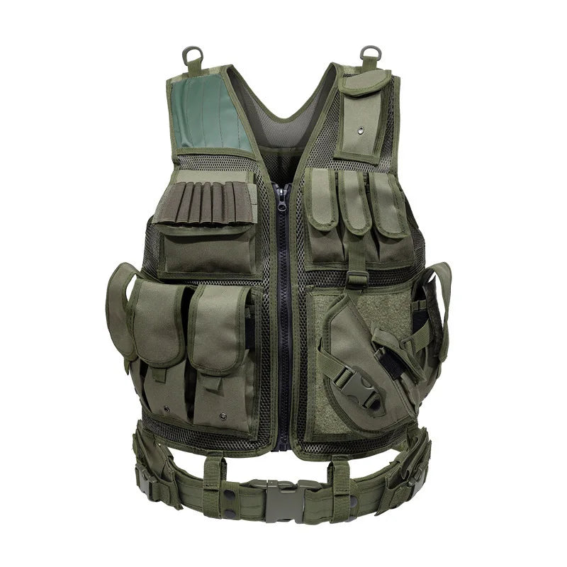 Adjustable Molle Tactical Vest, Combat Body Armor Vests, Security Guard, Airsoft Training Jacket.