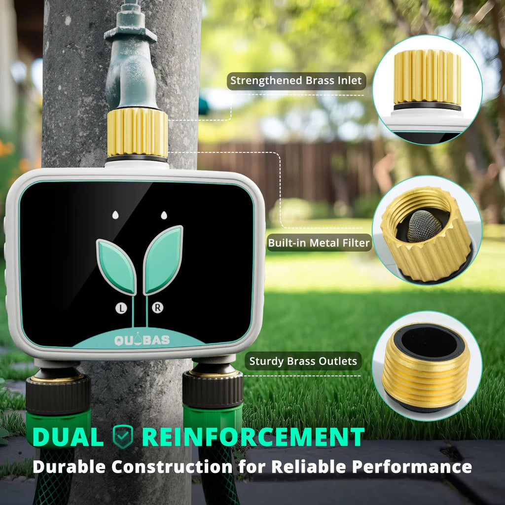 2-Zone, Smart Water Timer for Garden Hose, APP Remote Control, Manual Watering, Rain Delay Watering.