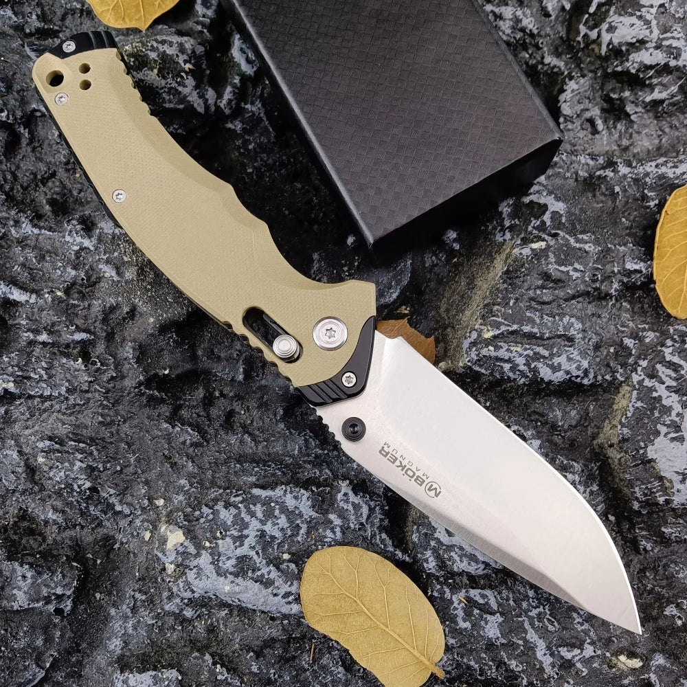 Bok axle lock folding knife. Nylon Handle, Belt Clip.