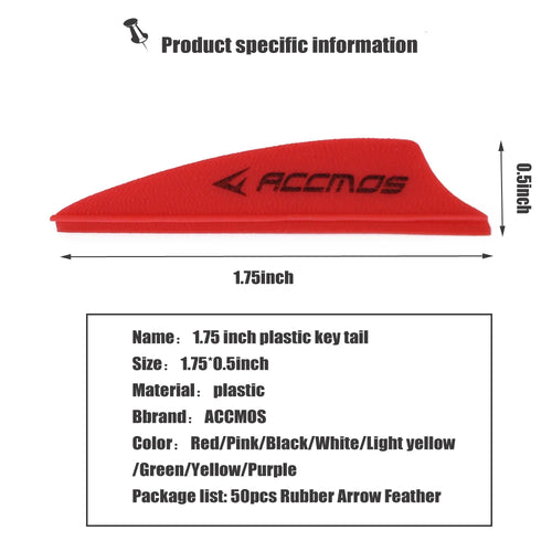 1.75 inch Archery Arrow Vanes. Plastic Arrow Feather Fletching for DIY Archery Hunting Targeting Arrows (50pcs)