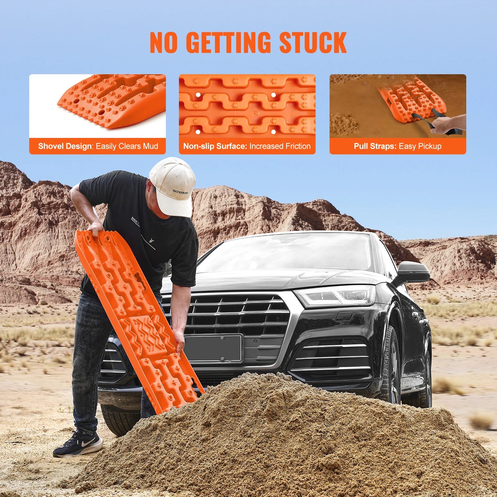 10 TON Traction Boards, Recovery Boards For Off-road Vehicle, Pair Tire Traction Mats.