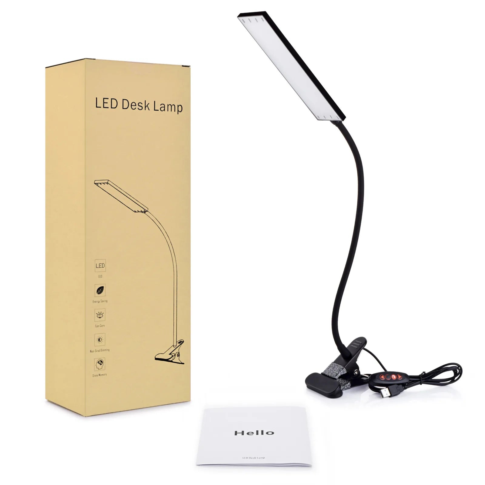 5W LED Clip on Desk Lamp with 3 Modes - 11 Brightness - Clamp.