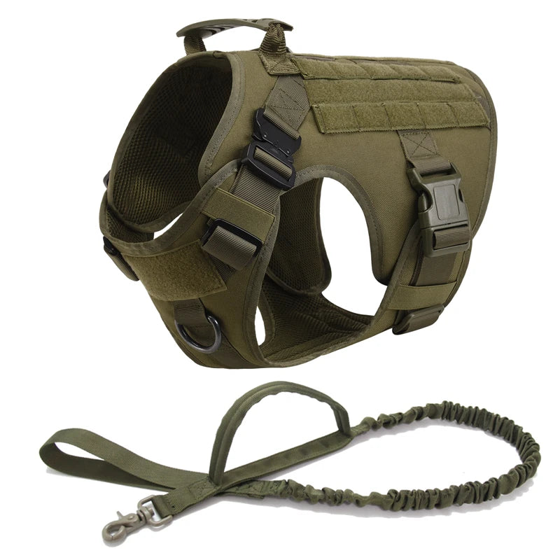 Tactical Military Vest,Tactical Training Dog Harness and Leash Set For All Breeds Dogs.