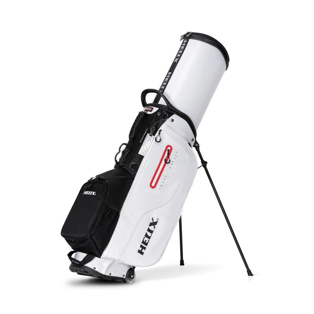 HELIX Golf Stand Bag with Retractable Top Cover and Wheels Easy for Travel and Daily Use. 6 Way Divider.