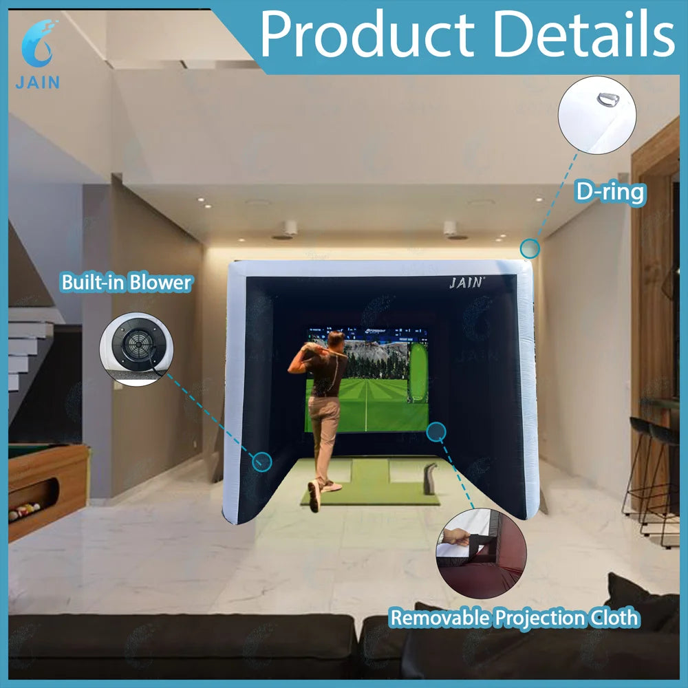 Stock！Inflatable Golf Sim Room. Golf Practice Cage with built-in fan,Oxford cloth,Golf Simulator Enclosures.