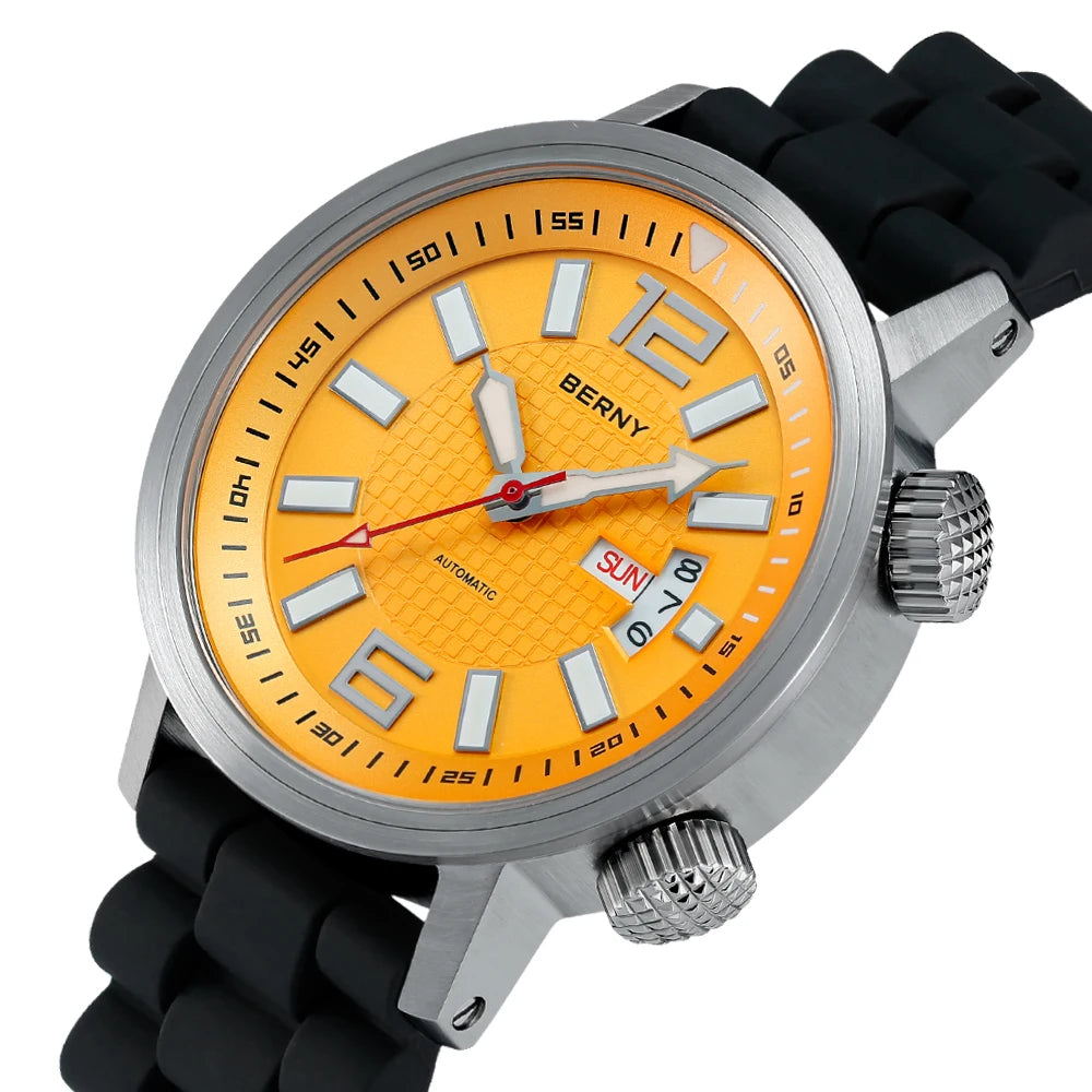 BERNY 20ATM Diver, Automatic Mechanical Watch. Luminous, Waterproof, Self Winding.