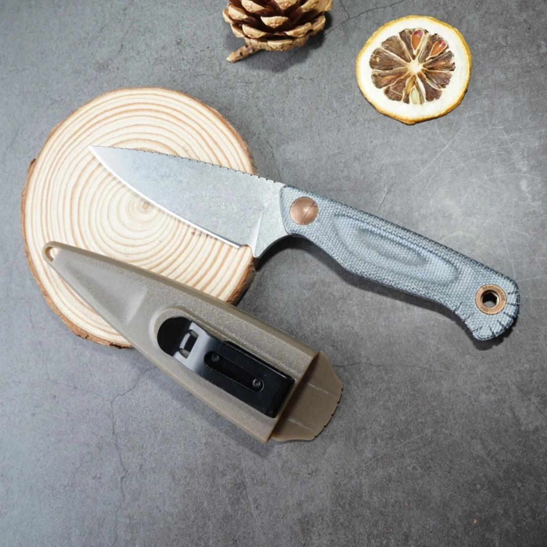 Fixed Blade Knife, W/ Sheath. Alloy Steel Blade, Shear Pin.