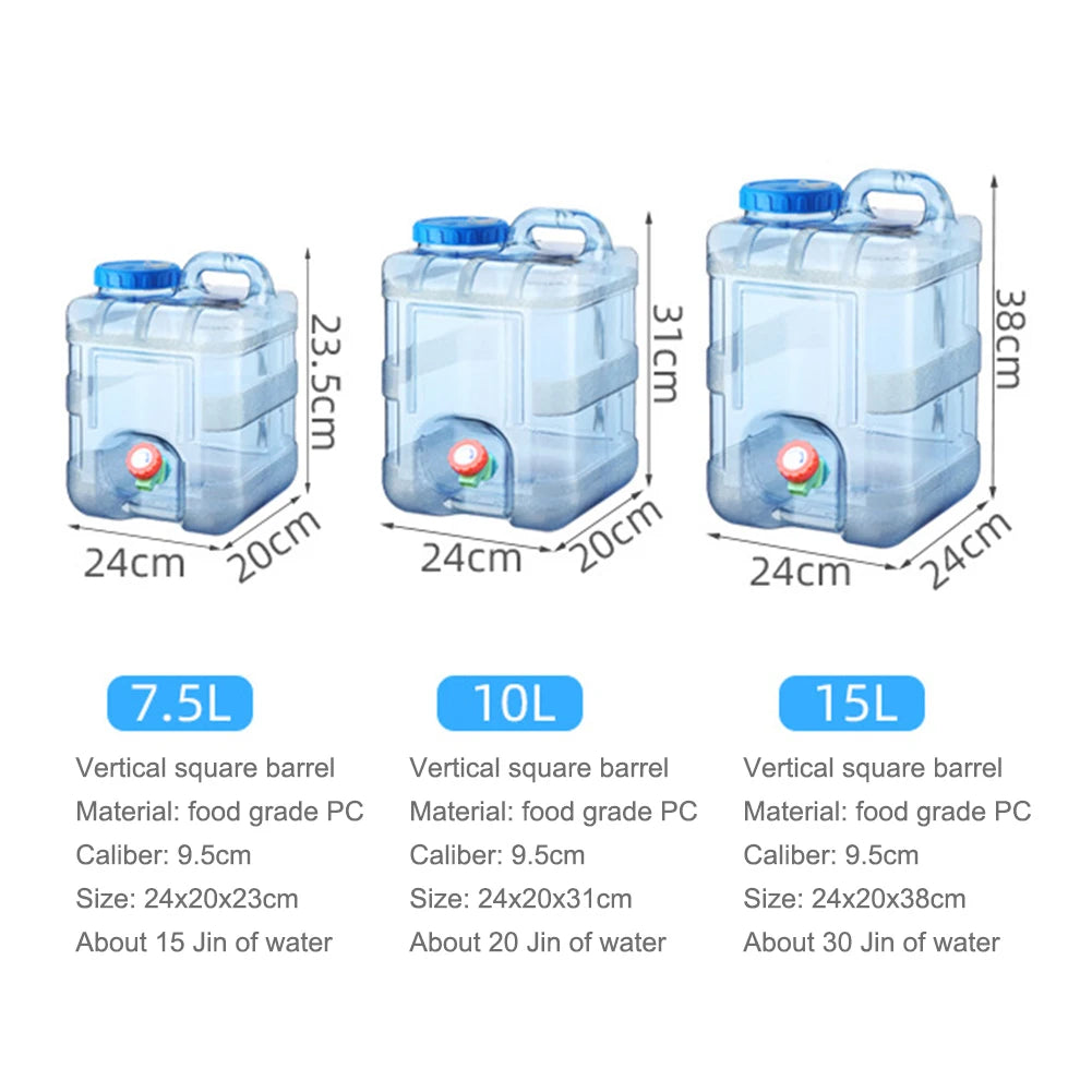 Portable 7.5/10/15L Water Container With Faucet , Leakproof  Water Tank .