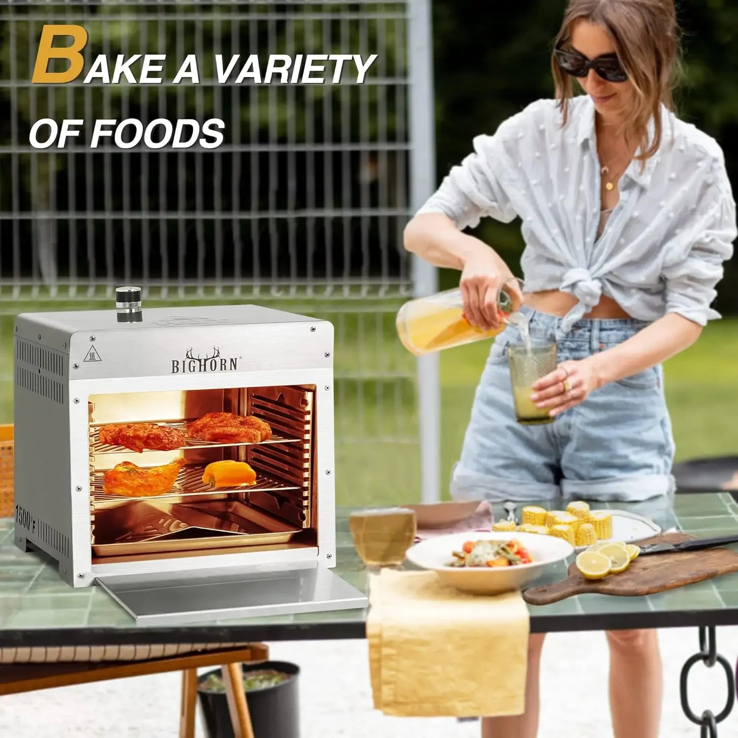 1500°F Small Infrared Propane Gas Grill – Portable Steak Broiler & Sear Station, Outdoor Salamander BBQ with Pizza Stone.